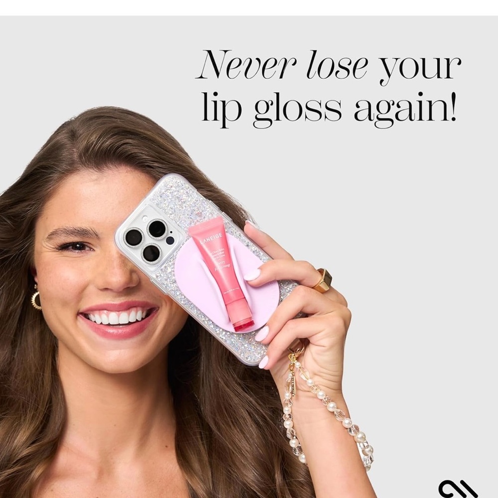 Case-Mate Silver and Pink iPhone Case with Lip Gloss Holder